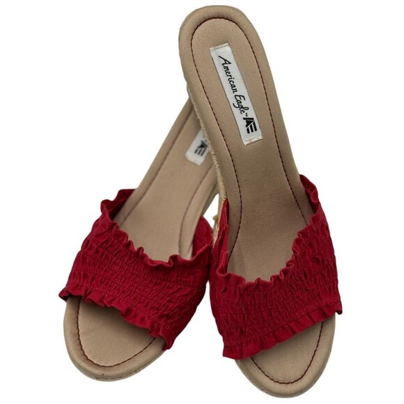 NEW American Womens 8.5 Eagle Red Sandals Platform Slide Sandals Resort Wear - Picture 1 of 9